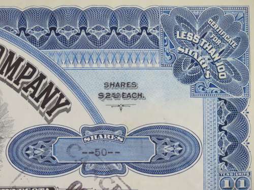 1932 North Butte Mining Company, Stock Certificate, 50 Shares , F13526
