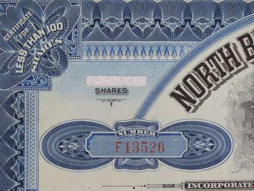 1932 North Butte Mining Company, Stock Certificate, 50 Shares , F13526