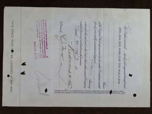 1929 North Butte Mining Company, Stock Certificate, 20 Shares , F8964