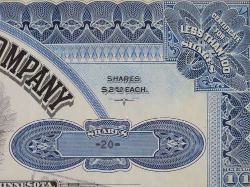 1929 North Butte Mining Company, Stock Certificate, 20 Shares , F8964
