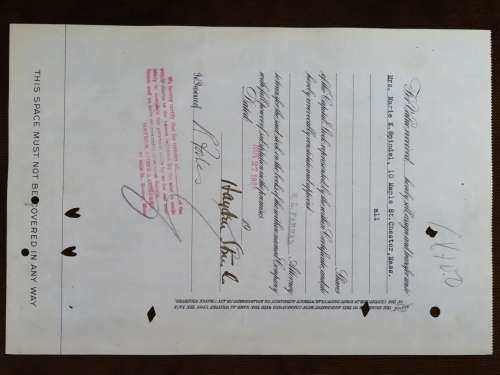 1929 North Butte Mining Company, Stock Certificate, 50 Shares , F9844