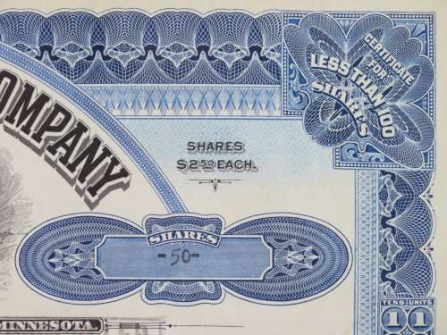 1929 North Butte Mining Company, Stock Certificate, 50 Shares , F9844