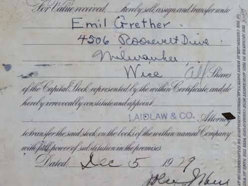 1929 North Butte Mining Company, Stock Certificate, 10 Shares , F9993