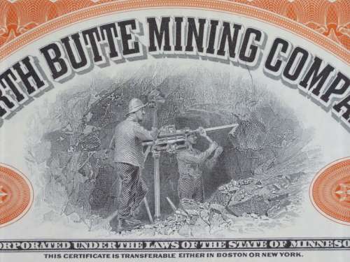 1926 North Butte Mining Company, Stock Certificate, 100 Shares , BH188