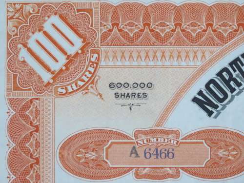 1906 North Butte Mining Company, Stock Certificate, 100 Shares , A6466