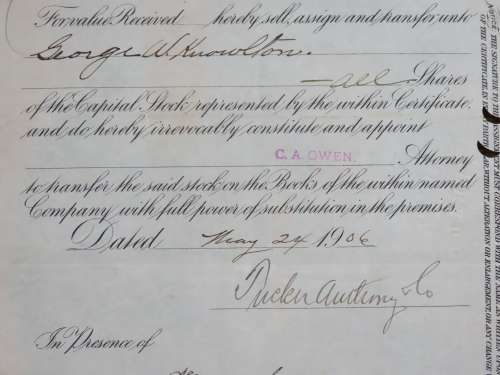 1906 North Butte Mining Company, Stock Certificate, 100 Shares , A6265