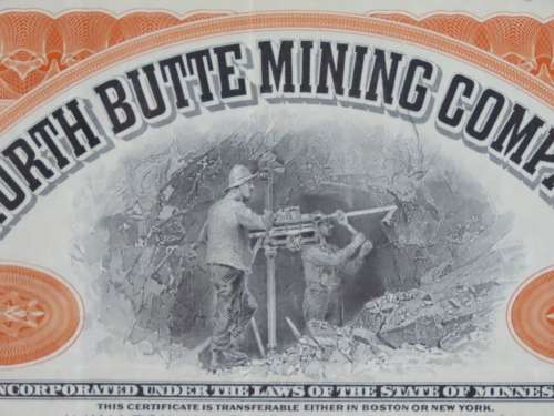 1926 North Butte Mining Company, Stock Certificate, 100 Shares , BH2535