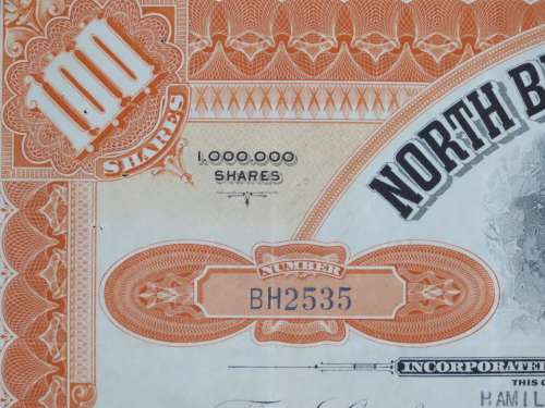1926 North Butte Mining Company, Stock Certificate, 100 Shares , BH2535