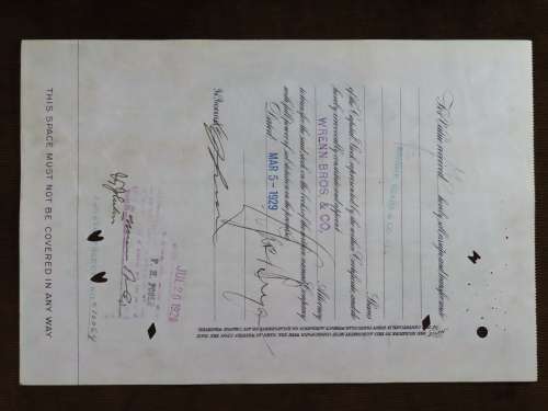 1929 North Butte Mining Company, Stock Certificate, 100 Shares , C9185