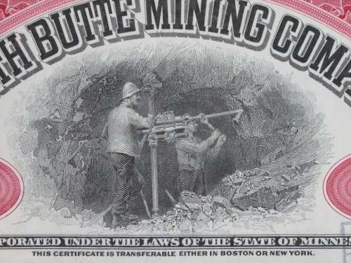 1929 North Butte Mining Company, Stock Certificate, 100 Shares , C9185