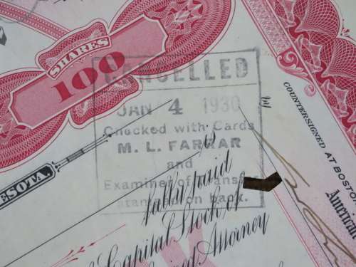 1929 North Butte Mining Company, Stock Certificate, 100 Shares , C12784