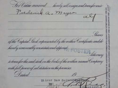 1929 North Butte Mining Company, Stock Certificate, 100 Shares , C9775