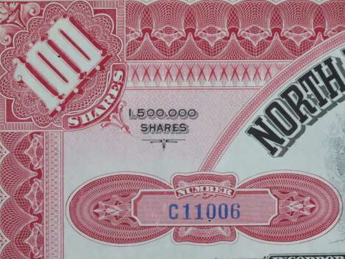 1929 North Butte Mining Company, Stock Certificate, 100 Shares , C11006