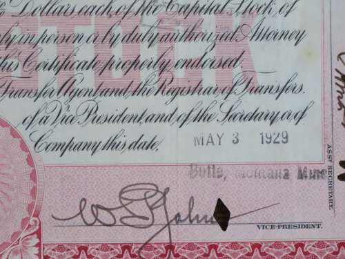 1929 North Butte Mining Company, Stock Certificate, 100 Shares , C11006