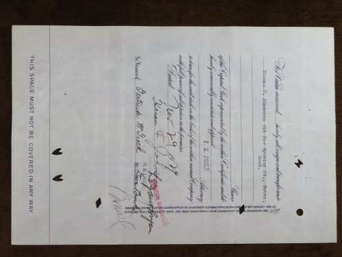 1929 North Butte Mining Company, Stock Certificate, 100 Shares , C8368
