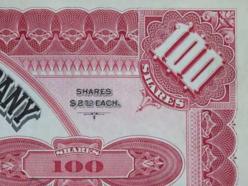 1929 North Butte Mining Company, Stock Certificate, 100 Shares , C9151
