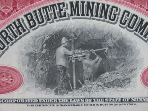 1936 North Butte Mining Company, Stock Certificate, 100 Shares , C24100