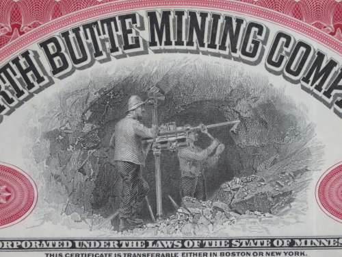 1928 North Butte Mining Company, Stock Certificate, 100 Shares , C8882