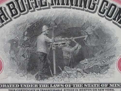1930 Set of 2 North Butte Mining Company, Stock Certificate, 125 Shares , C5997