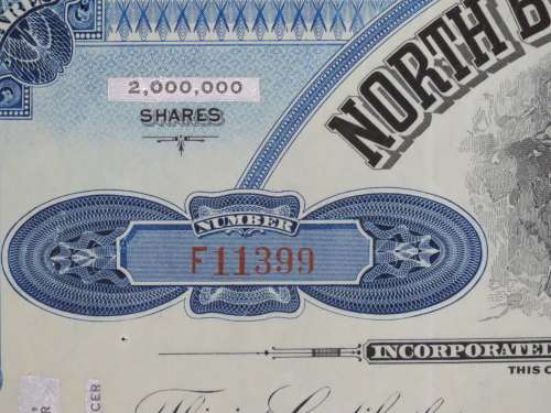 1930 Set of 2 North Butte Mining Company, Stock Certificate, 125 Shares , C5997