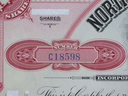 1932 Set of 2 North Butte Mining Company, Stock Certificate, 175 Shares , C18598