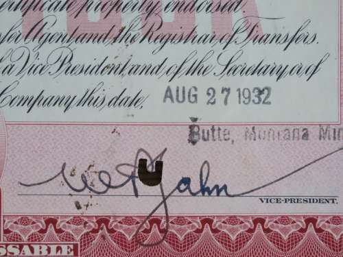 1932 Set of 2 North Butte Mining Company, Stock Certificate, 175 Shares , C18598
