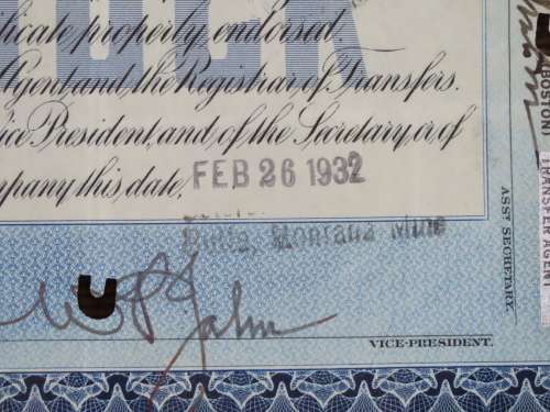 1932 Set of 2 North Butte Mining Company, Stock Certificate, 175 Shares , C18598