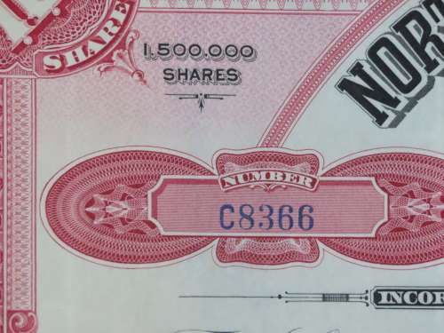 1930 Set of 2 North Butte Mining Company, Stock Certificate, 150 Shares , C8366