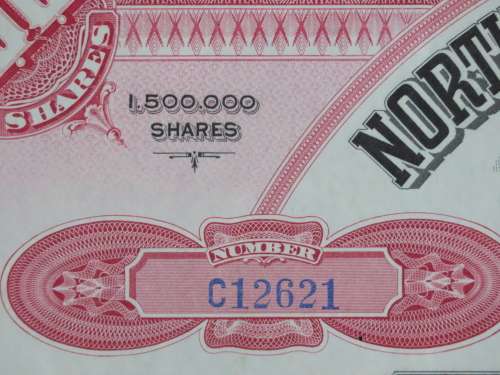 1929 Set of 2 North Butte Mining Company, Stock Certificate, 105 Shares , C12621