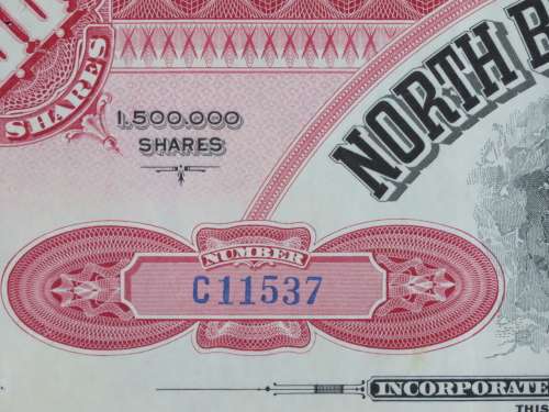 1929 Set of 2 North Butte Mining Company, Stock Certificate, 150 Shares , C11537