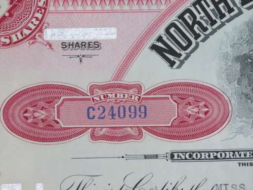 1936 Set of 3 North Butte Mining Company, Stock Certificate, 230 Shares , C24099