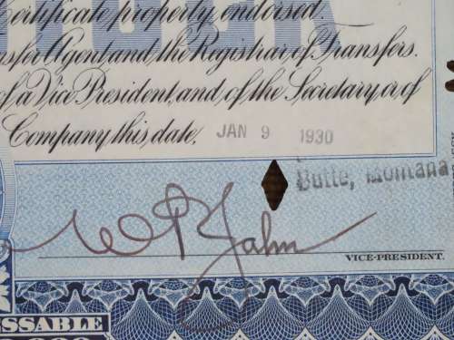 1936 Set of 3 North Butte Mining Company, Stock Certificate, 230 Shares , C24099