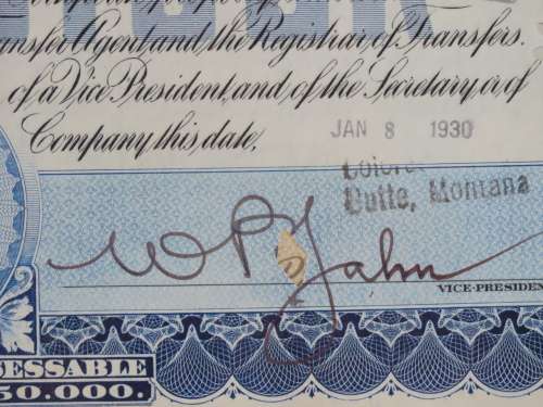 1936 Set of 3 North Butte Mining Company, Stock Certificate, 220 Shares , C24098