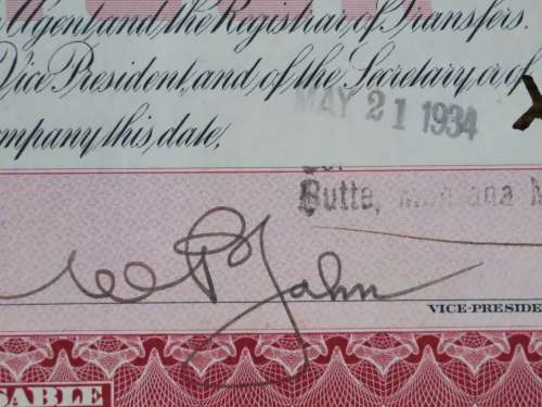 1917 Set of 3 North Butte Mining Company, Stock Certificate, 250 Shares , C21033