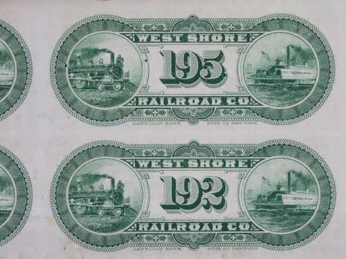1885 West Shore Railroad Company, $1000 Bond Certificate With  Coupons 16767