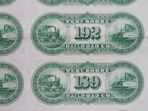 1885 West Shore Railroad Company, $1000 Bond Certificate With  Coupons 12092
