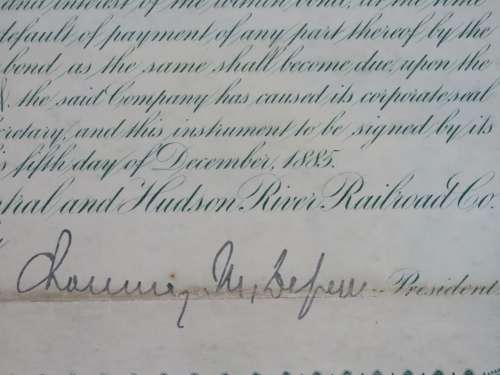 1885 West Shore Railroad Company, $1000 Bond Certificate With  Coupons 1922