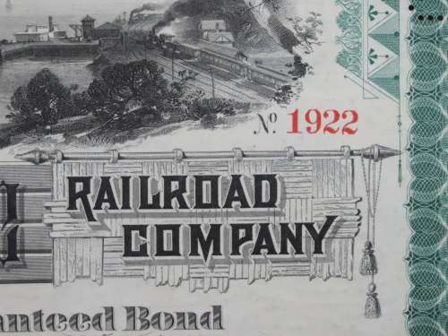 1885 West Shore Railroad Company, $1000 Bond Certificate With  Coupons 1922
