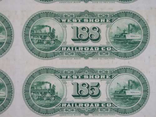 1885 West Shore Railroad Company, $1000 Bond Certificate With  Coupons 35037