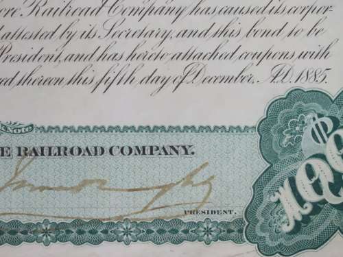 1885 West Shore Railroad Company, $1000 Bond Certificate With  Coupons 35037