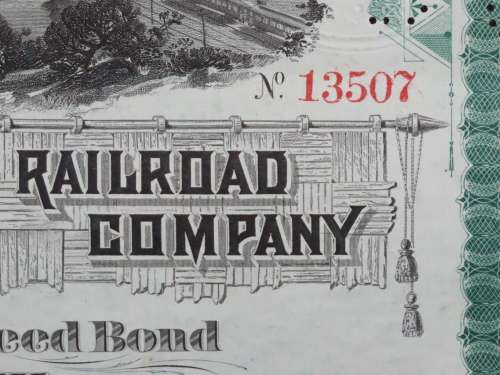 1885 West Shore Railroad Company, $1000 Bond Certificate With  Coupons 13507