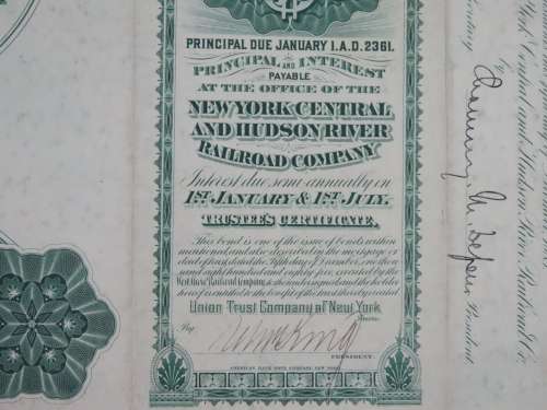 1885 West Shore Railroad Company, $1000 Bond Certificate With  Coupons 13506