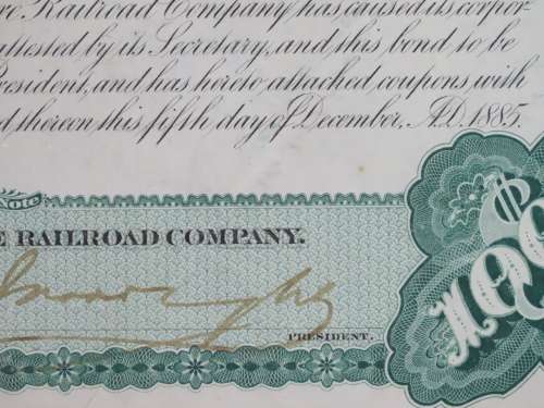 1885 West Shore Railroad Company, $1000 Bond Certificate With  Coupons 13506