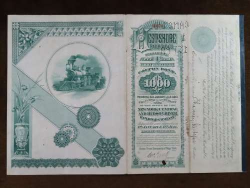 1885 West Shore Railroad Company, $1000 Bond Certificate With  Coupons 36670