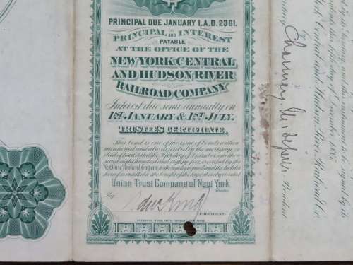 1885 West Shore Railroad Company, $1000 Bond Certificate With  Coupons 36670
