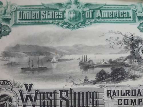 1885 West Shore Railroad Company, $1000 Bond Certificate With  Coupons 867