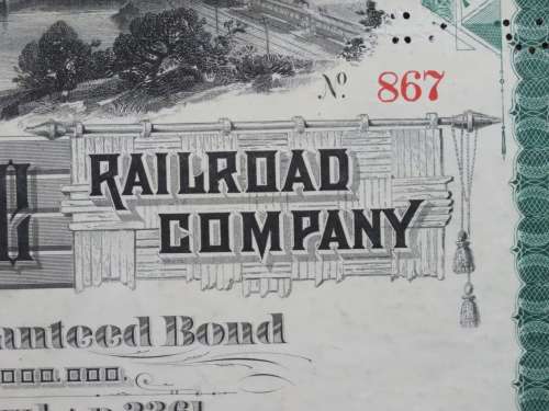 1885 West Shore Railroad Company, $1000 Bond Certificate With  Coupons 867