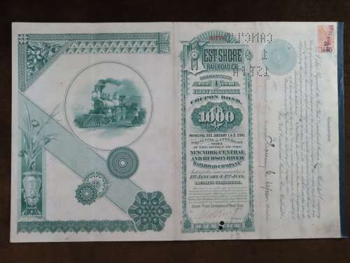 1885 West Shore Railroad Company, $1000 Bond Certificate With  Coupons 36778