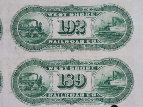 1885 West Shore Railroad Company, $1000 Bond Certificate With  Coupons 36778