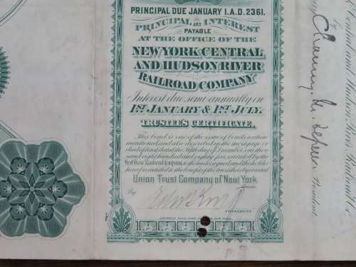 1885 West Shore Railroad Company, $1000 Bond Certificate With  Coupons 36778